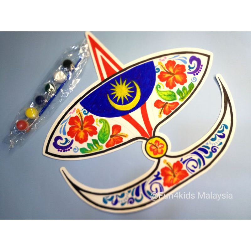 Malaysia National Day Craft DIY Wau Painting Kit (2sided) with paint