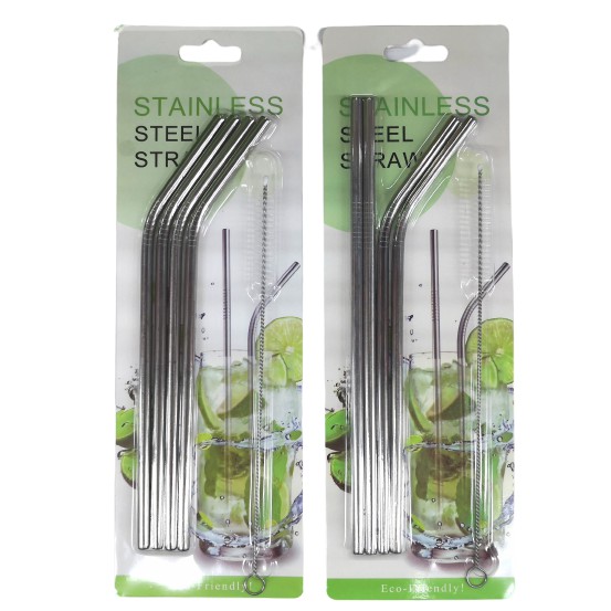 Straw Besi Minuman + Berus / Stainless Steel Straw + Cleaner Brush ...