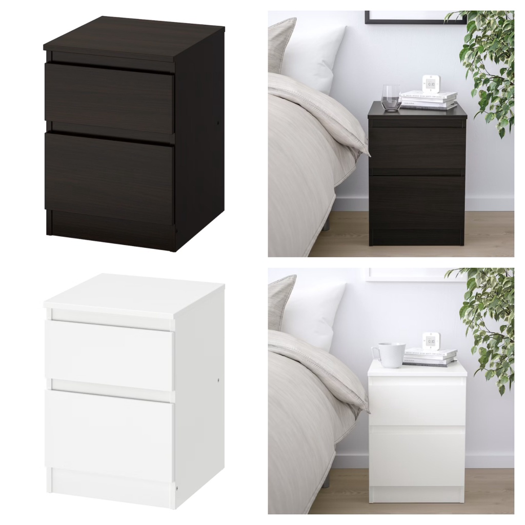 KULLEN Chest of 2 drawers, white/blackbrown 35x49cm (100 GENUINE