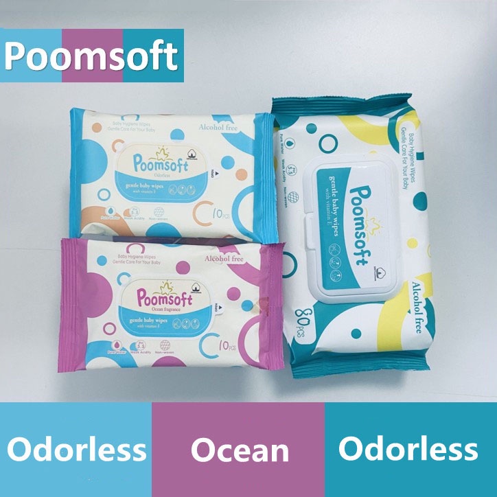 POOMSOFT Non Alcohol Baby Wet Wipes (80/10 Pcs/Pack)