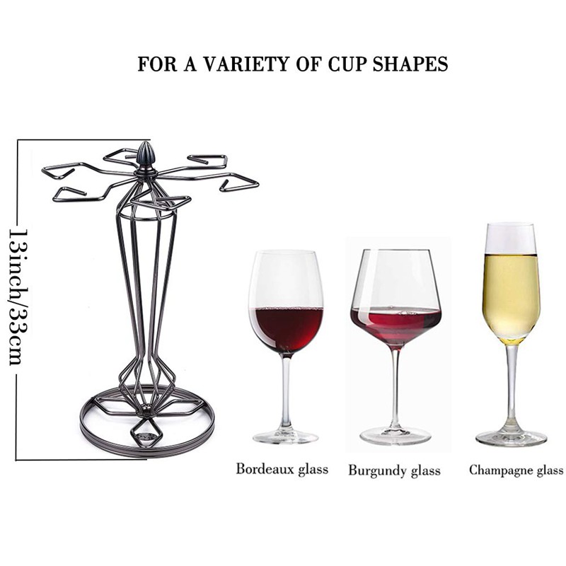 Countertop Holder 6 Hook Metal Wine Glass Tabletop Stemware