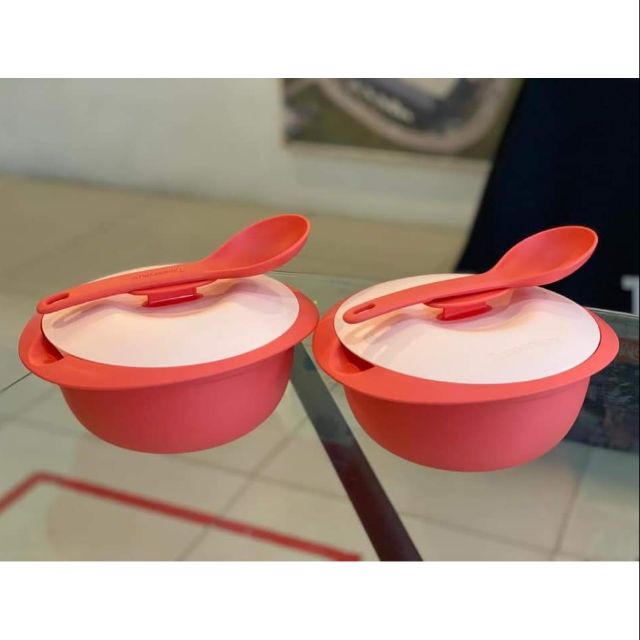 tupperware coral blooms round server with serving spoon 1.6L