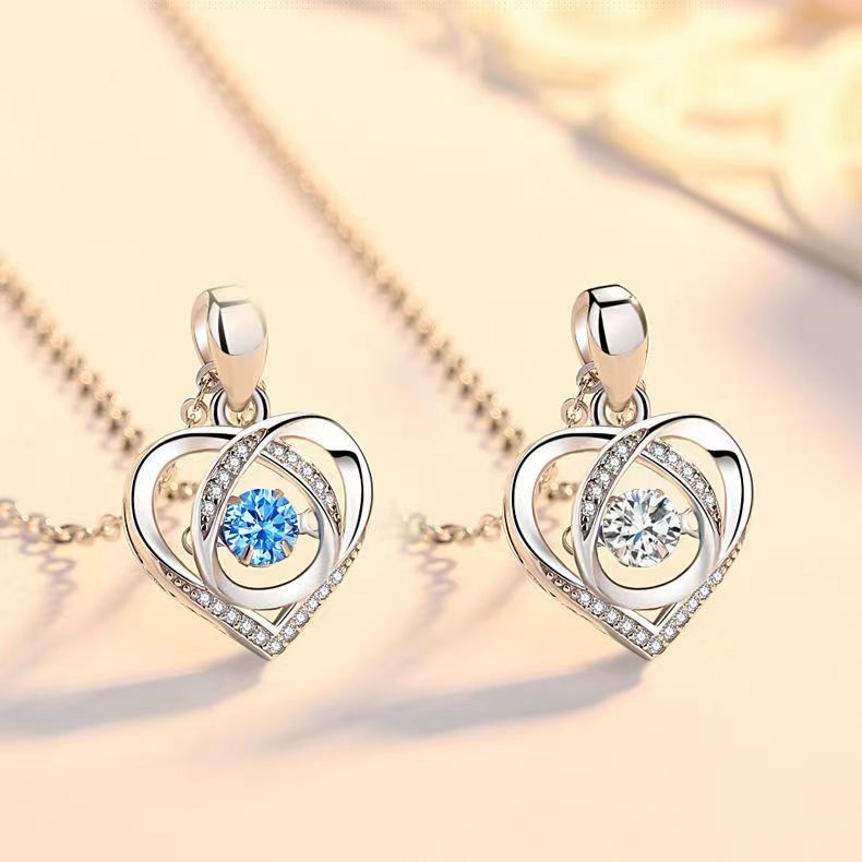 Heart-Shaped Love Heartbeat Necklace 520 Valentine's Day Tik Tok Influencer Hot-Shape Beating Niche Design Pendant