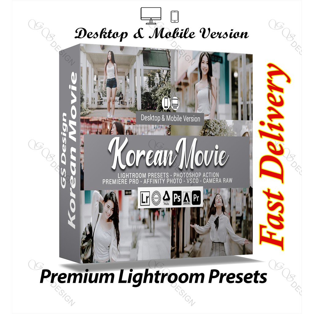 24 Korean Movie Premium Lightroom Presets Work in Mobile App, Desktop WINS & MAC, PS, Premiere Pro & Camera Raw