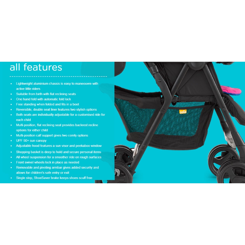 joie aire twin rosy & sea