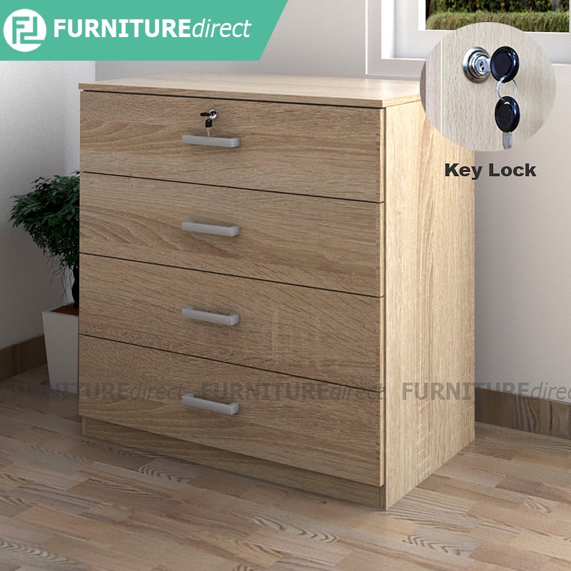 Furniture Direct Bardon 4 Drawer Chest Of Drawers With Key Lock Sonoma Oak Shopee Malaysia