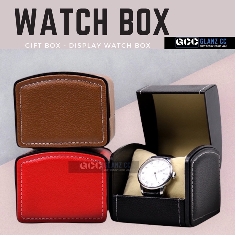 Elegant Design PU Leather Single Slot Display Case Watch Box Gift Box Kotak Jam tangan Hadiah 1位手表盒礼盒