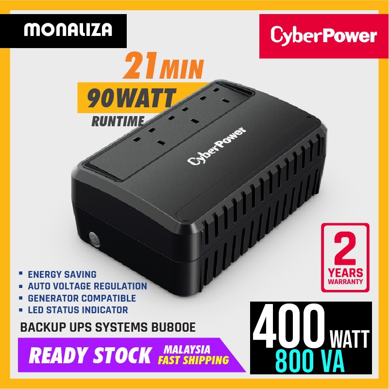 Cyberpower Battery Backup UPS With AVR 800VA/400W Shopee Malaysia