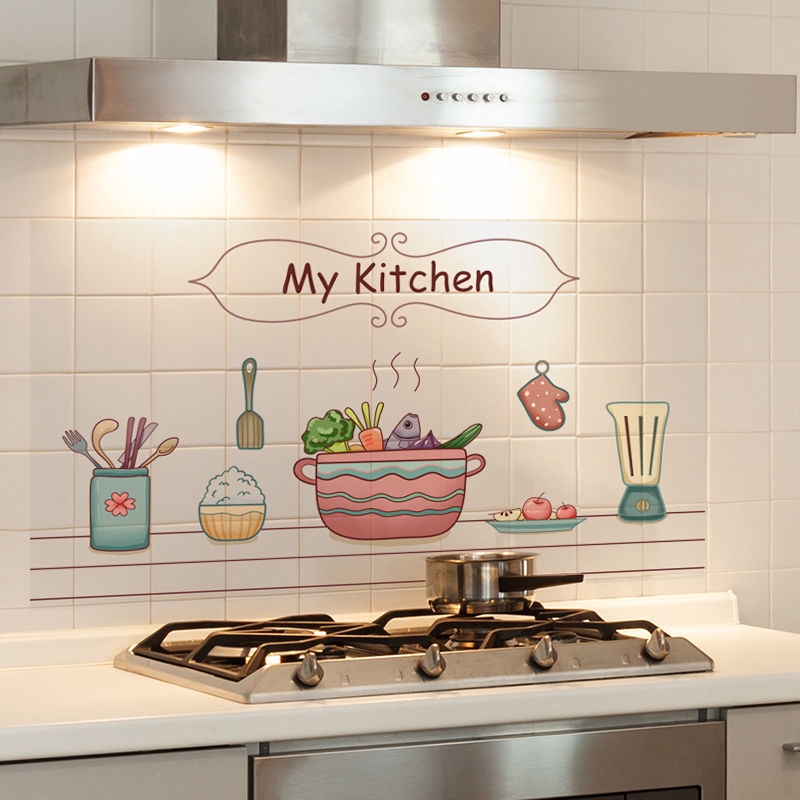 Kitchen Oil-proof Wallpaper vinyl pasters room decor 3d wallpaper sticker |  Shopee Malaysia