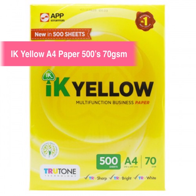 Ik Yellow A4 Paper 450 Sheets 500 Sheets 70gsm Kertas A4 450 Helai 500 Helai 70gsm Shopee Malaysia