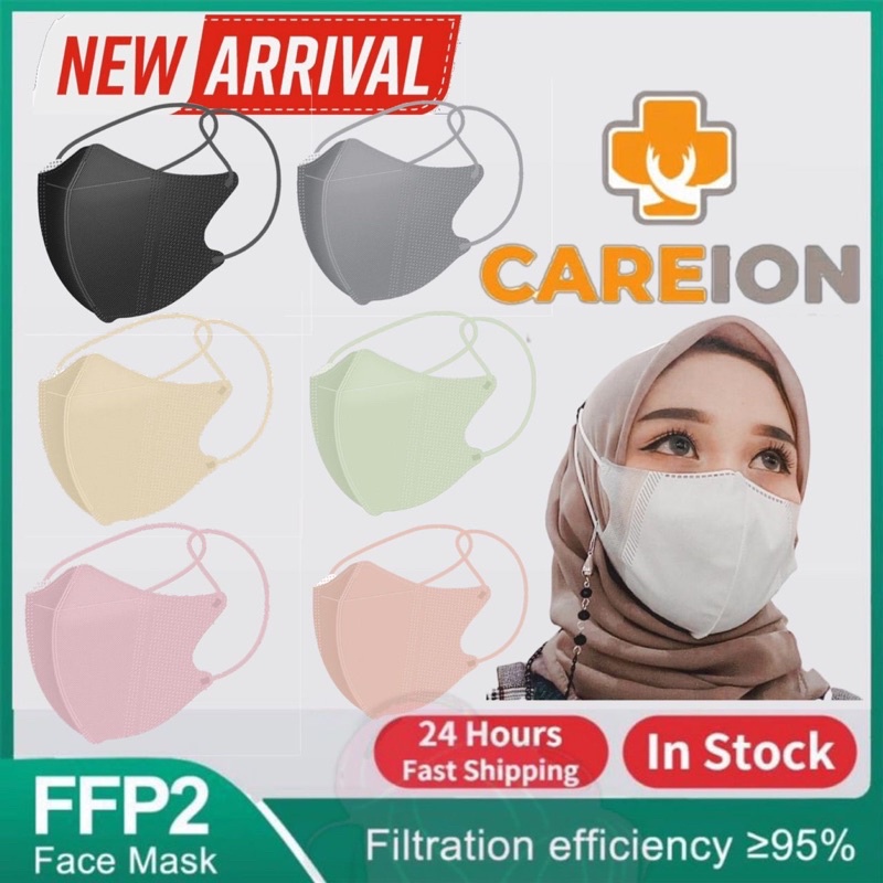 CAREION 3D Duckbill Mask 4 Layer headloop/earloop 4ply Face Mask 10pcs BFE>95% Disposable V mask