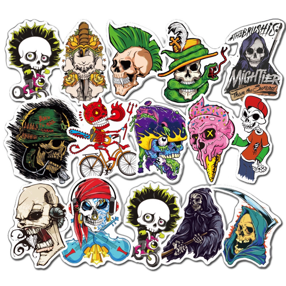 100 Scary Horror Themed Mixed Skateboard Stickers Skull Blood Gore Sticker Bomb