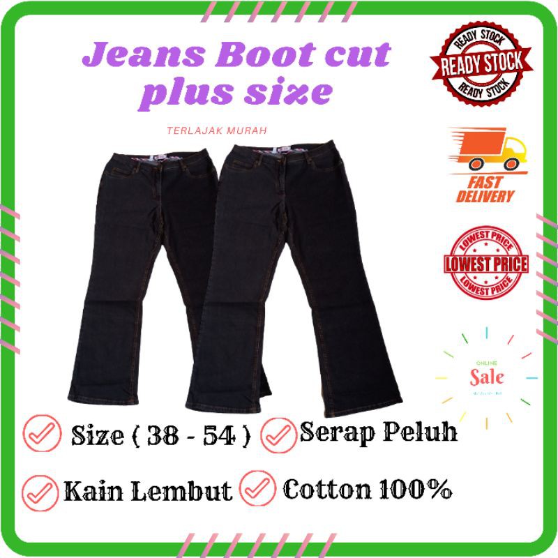 Seluar Jeans BootCut Plus Size Perempuan size (38-54) | Shopee Malaysia