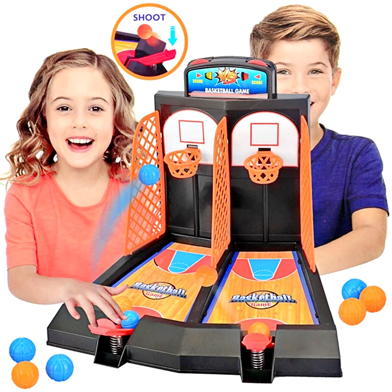 2-Player Basketball Desktop Battle Game Toys Finger Shooting Hoop Ring Court Table Sports Interactive Play Tournament