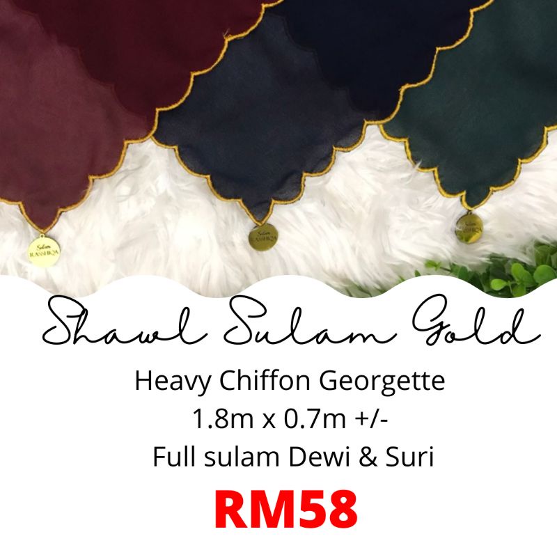 shawl sulam hitam gold