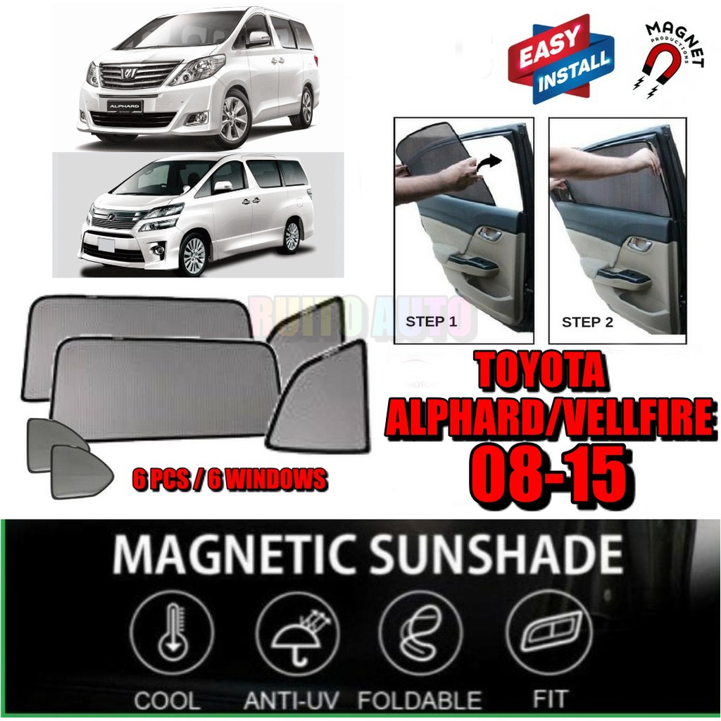 TOYOTA ALPHARD / VELLFIRE 08-14 OEM MAGNETIC SUNSHADE ( 6PCS ) | Shopee ...