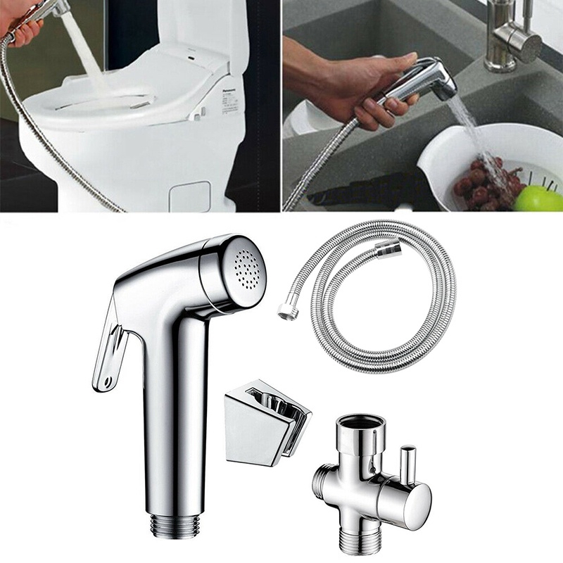 Silver Toilet Handheld Bidet Shower Spray Kit Cleaning Sprayer