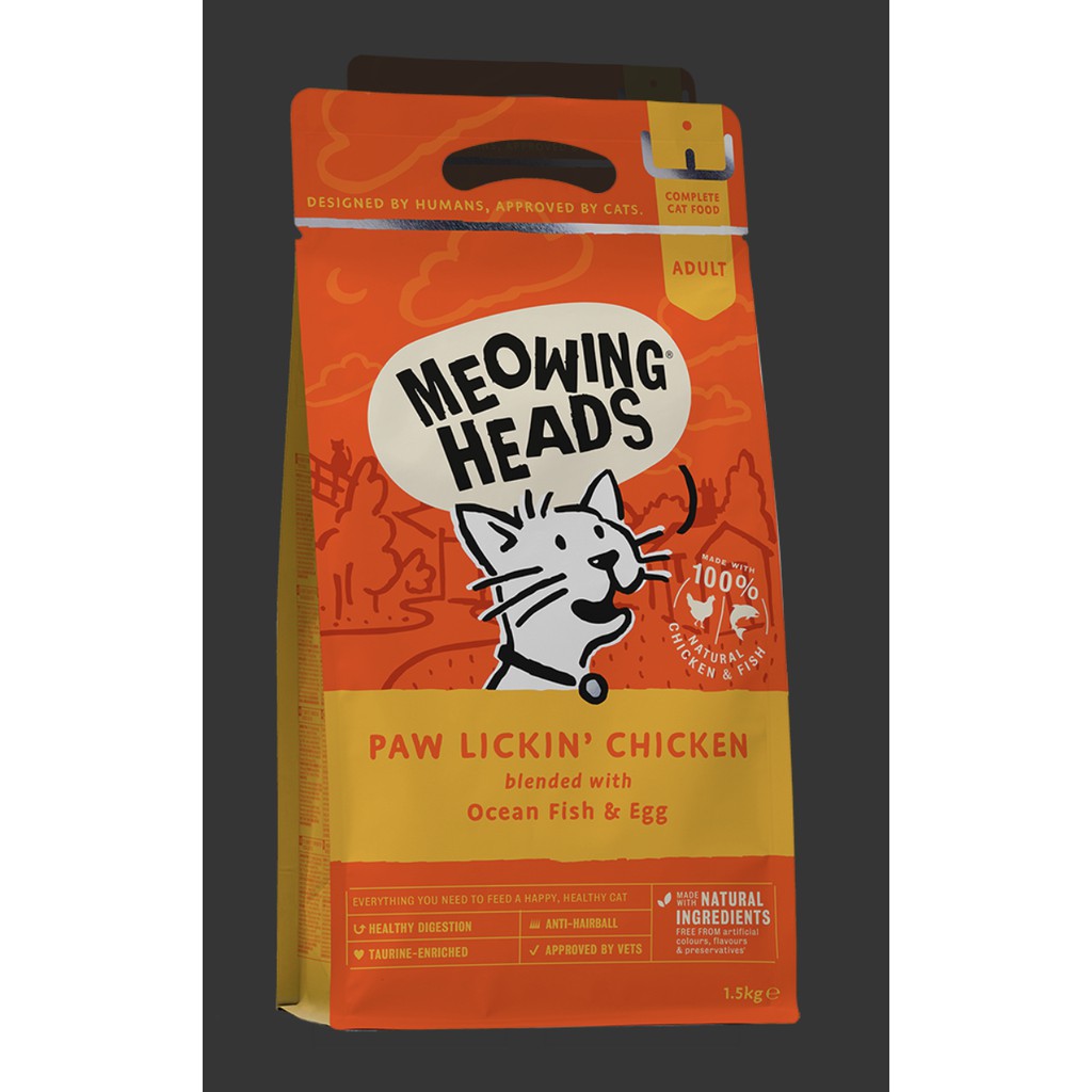 Meowing heads cat food