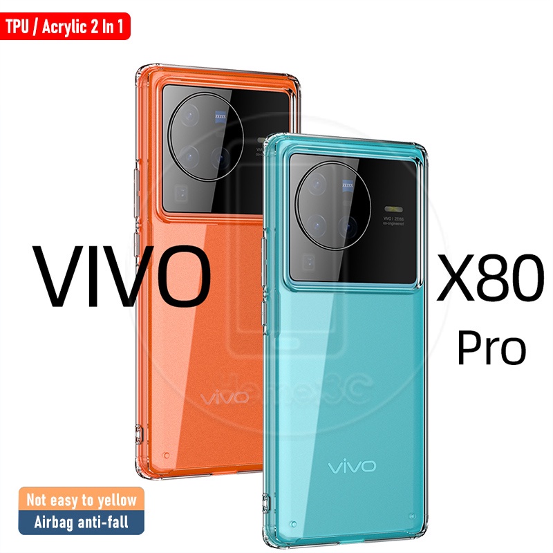 Vivo X80 Pro X80Pro Casing Transparent Acrylic Hard Case Airbag Protective  Phone Case Cover