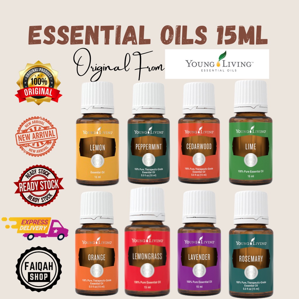 Ready Stock Essential Oil Young Living Original 15ml Lemon Peppermint Cedarwood Lime Rc