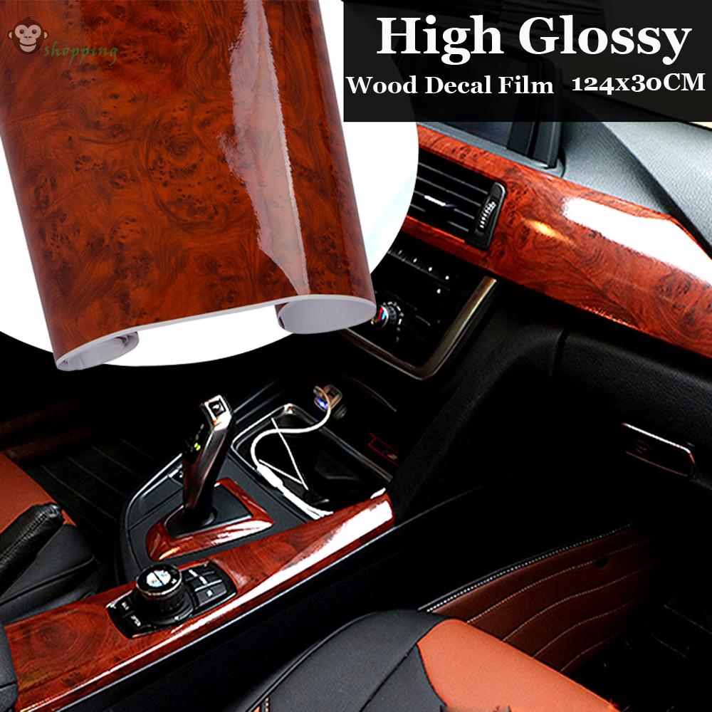 Glossy Wood Grain Vinyl Film Waterproof Film Wrap Car Interior Sticker Decals