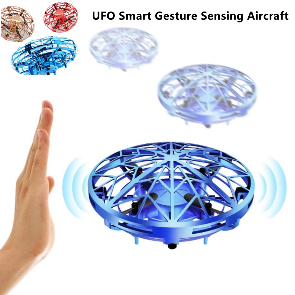 Mini UFO Drone Toys UFO Drone Hand Controlled Flying Toys with LED
