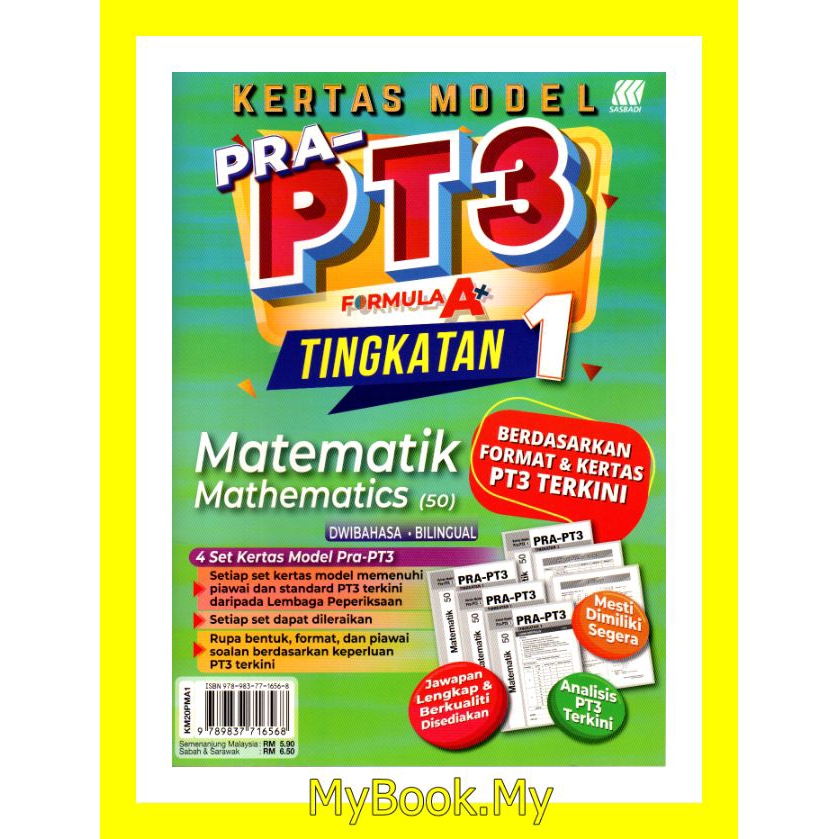 Myb Buku Latihan Kertas Model Pra Pt3 Tingkatan 1 Mathematics Matematik Dwibahasa Sasbadi Shopee Malaysia