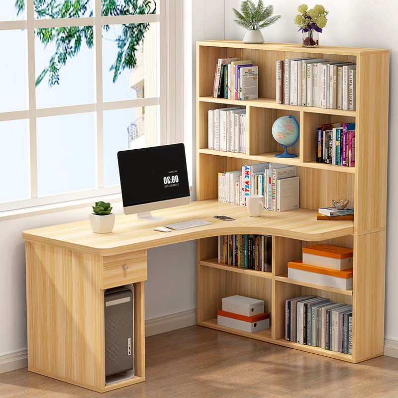 Desk Bookshelf Combination Corner Writing Desk Bookcase Integrated Student Minimalist Home Bedroom Corner Computer Deskt