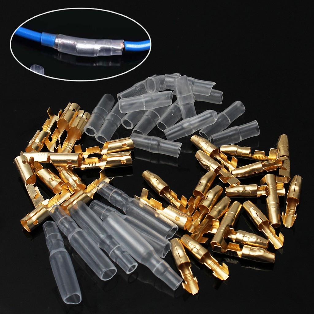 140 Pcs 3.9mm Car Motorcycle Brass Bullets Connector Male Female Wire Terminal 