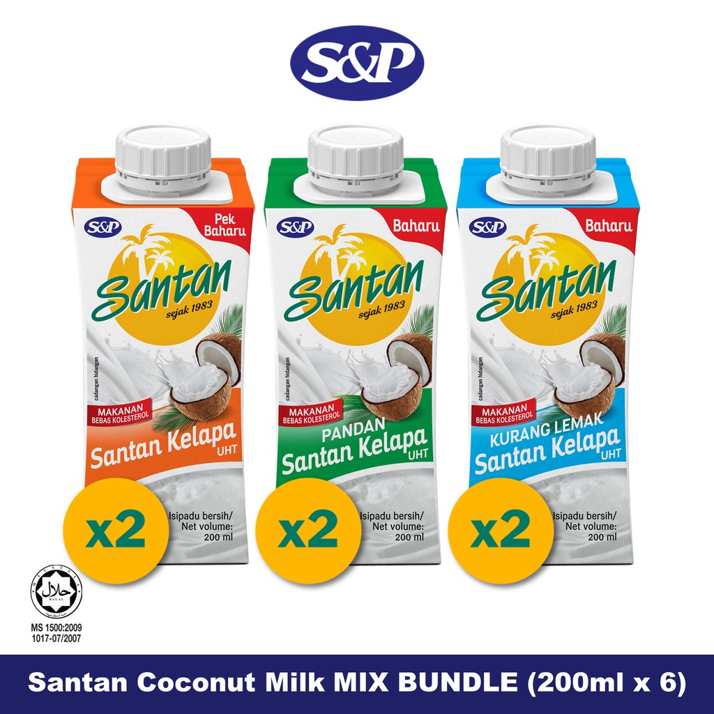 S&P Santan Coconut Milk MIXED BUNDLE Santan Kelapa (200ml x6) Shopee