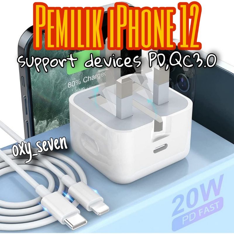 Ready Stock🔥 PD 20W USB C Power Adapter Charger QC 3.0
