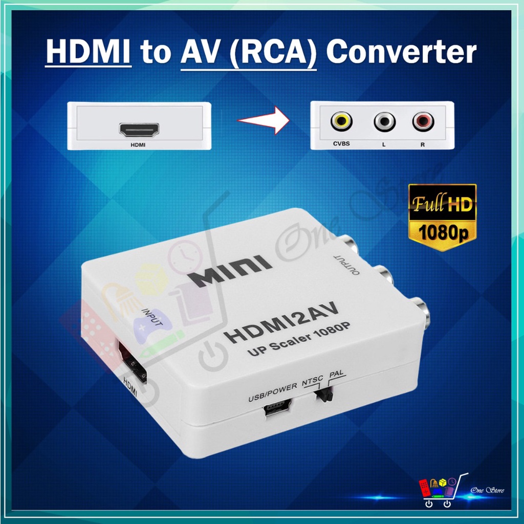 ^Ready Stock^ HDMI To RCA HDMI TO AV Adapter HD Video Converter Box