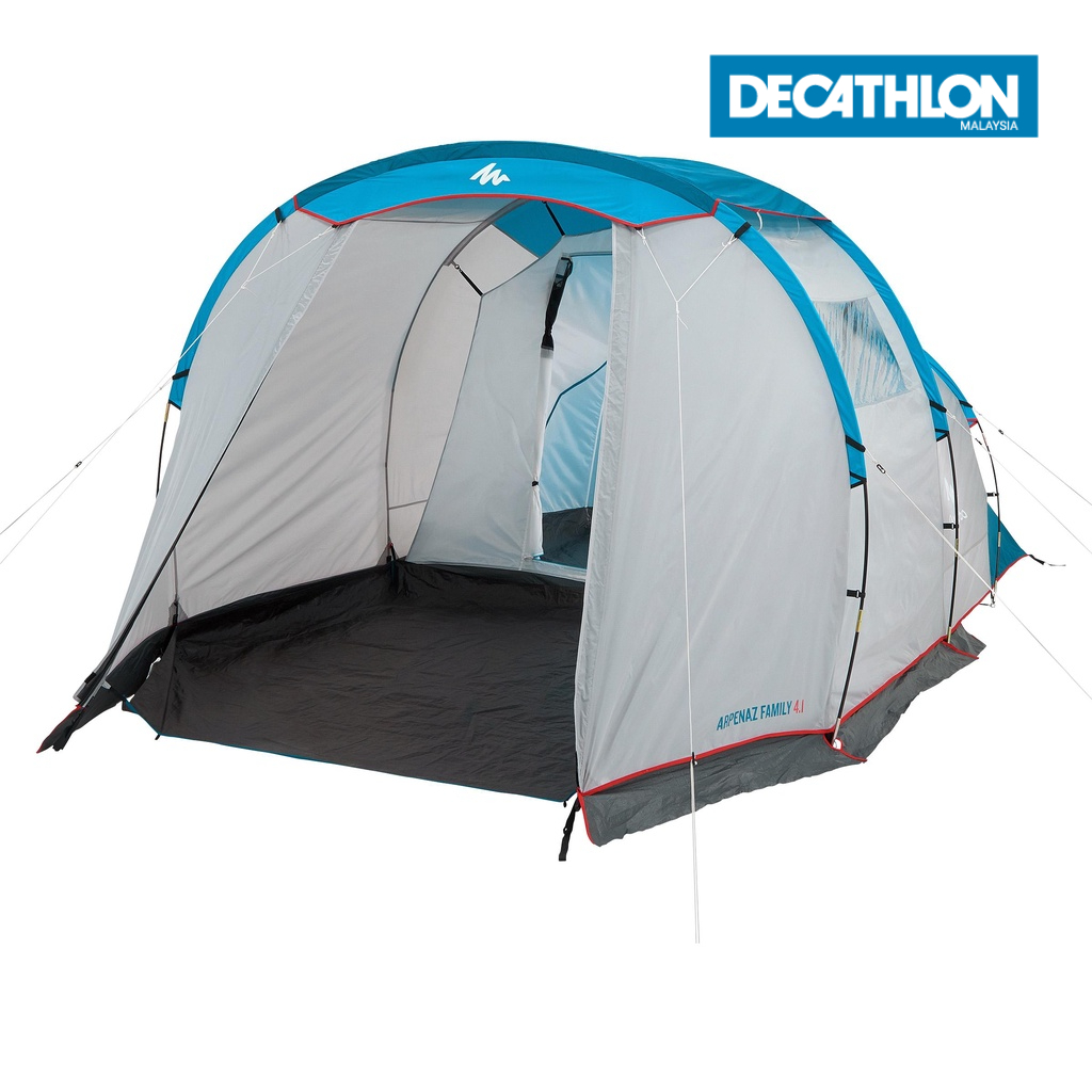 Decathlon Quechua Easy Assemble Outdoor Camping Tent with Poles 4 Person 1 Bedroom Shopee Malaysia