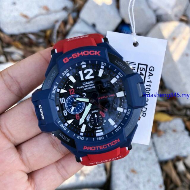 Casio G Shock Ga 1100 2a Gravitymaster Men Stylish Watch Red Black Shopee Malaysia