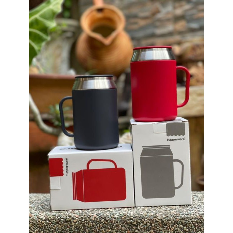 Tupperware India Desk Mug Grey & Red 400ml