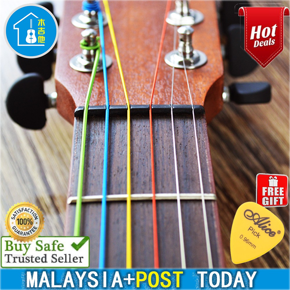 【Fast delivery】6 Rainbow strings Colorful Acoustic Guitar Strings