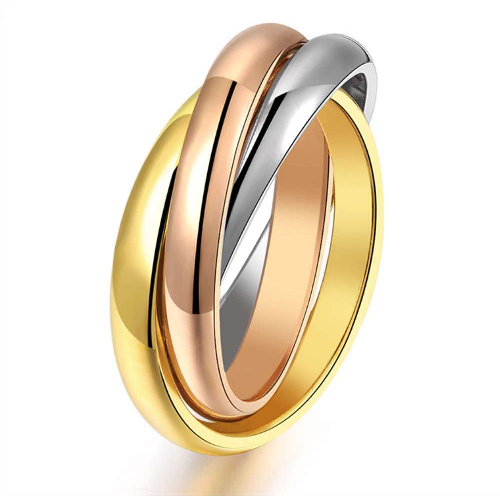 Women Jewelry Titanium Steel Ring Creative Tricolor ...