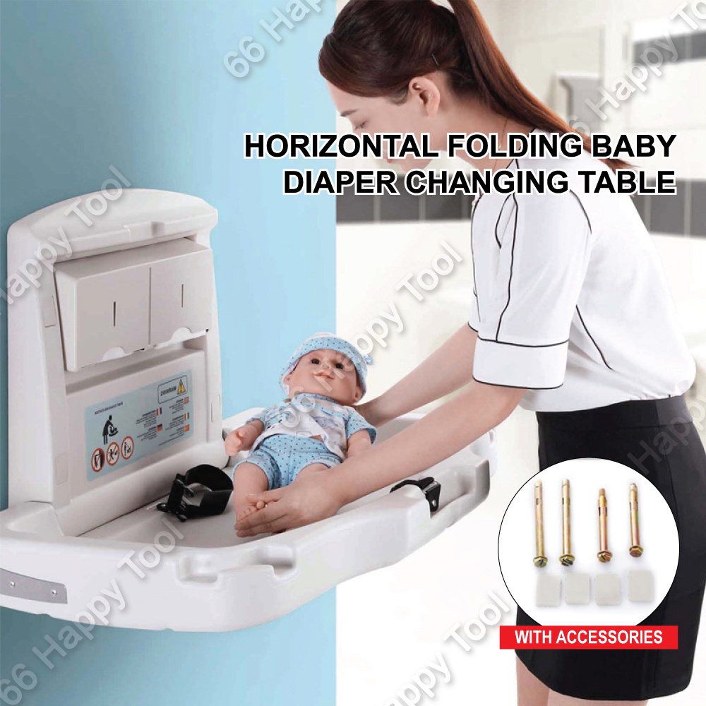 Horizontal Folding Baby Diaper Changing Table Easy Adjustable Table WallMounted SpaceSaving