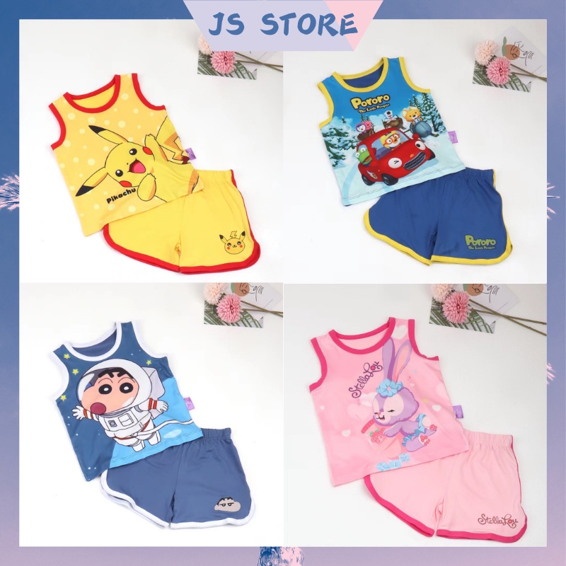 Boys&Girl 2-7years old Baby Child Kid cute ClothesSets Vest Singlet cartoon Cotton shirt baju baby LocalReadyStock背心童装纯棉