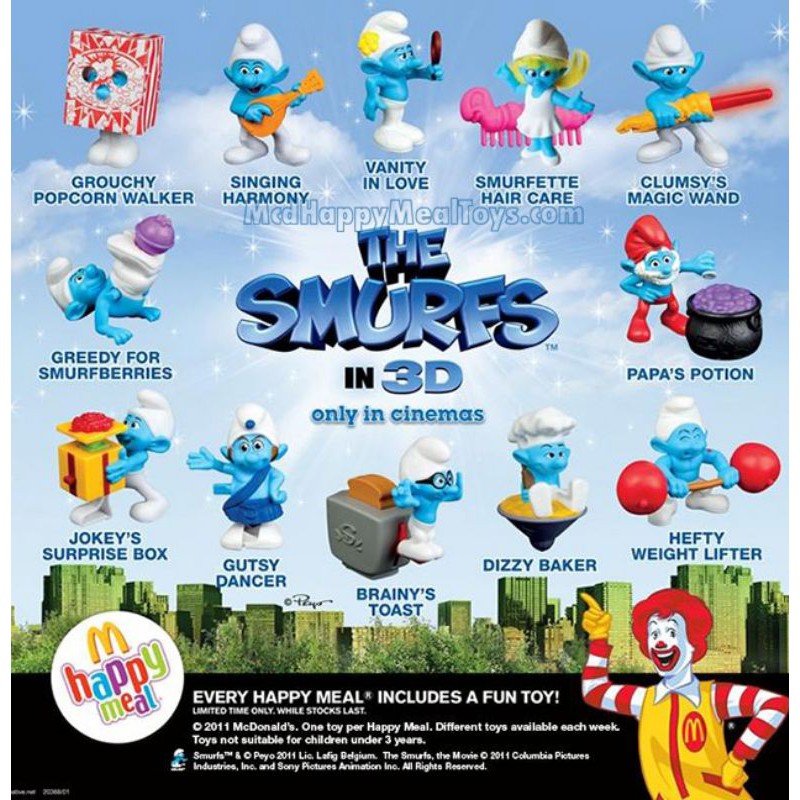 McD Happy Meal Toy The Smurfs Shopee Malaysia