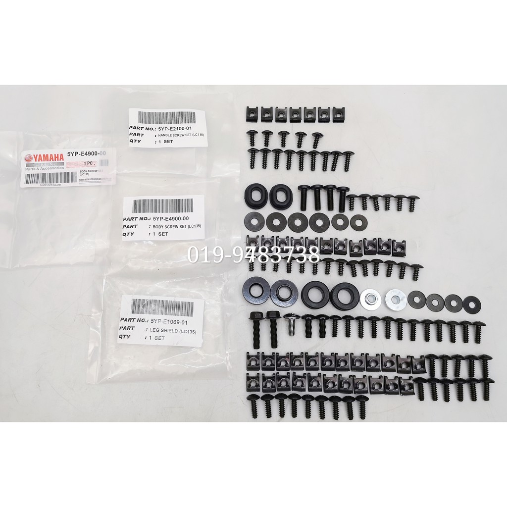 Body Cover Screw Complete Full Set Yamaha LC135 V1 Old Skru Nut Bolt