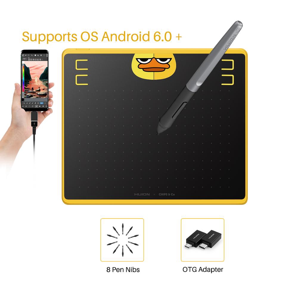 Huion HS64 Graphics Drawing Tablet Android Devices Supported 8192 Pen Pressure with Battery-Free Stylus