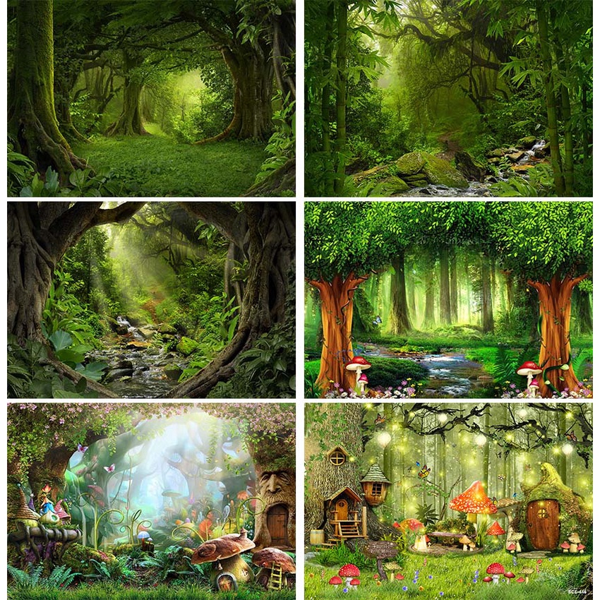 Fairy Tale Wonderland Dreamy Fantasy Forest Jungle Nature Scenery Backdrop Vinyl Photography Background for Photo Studio Shoot