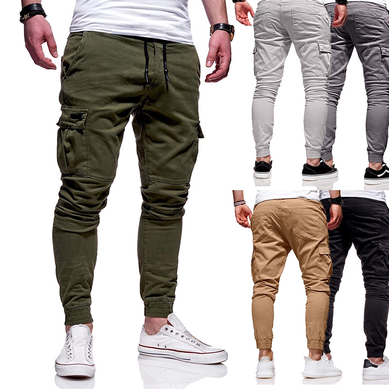 mens multi pocket joggers