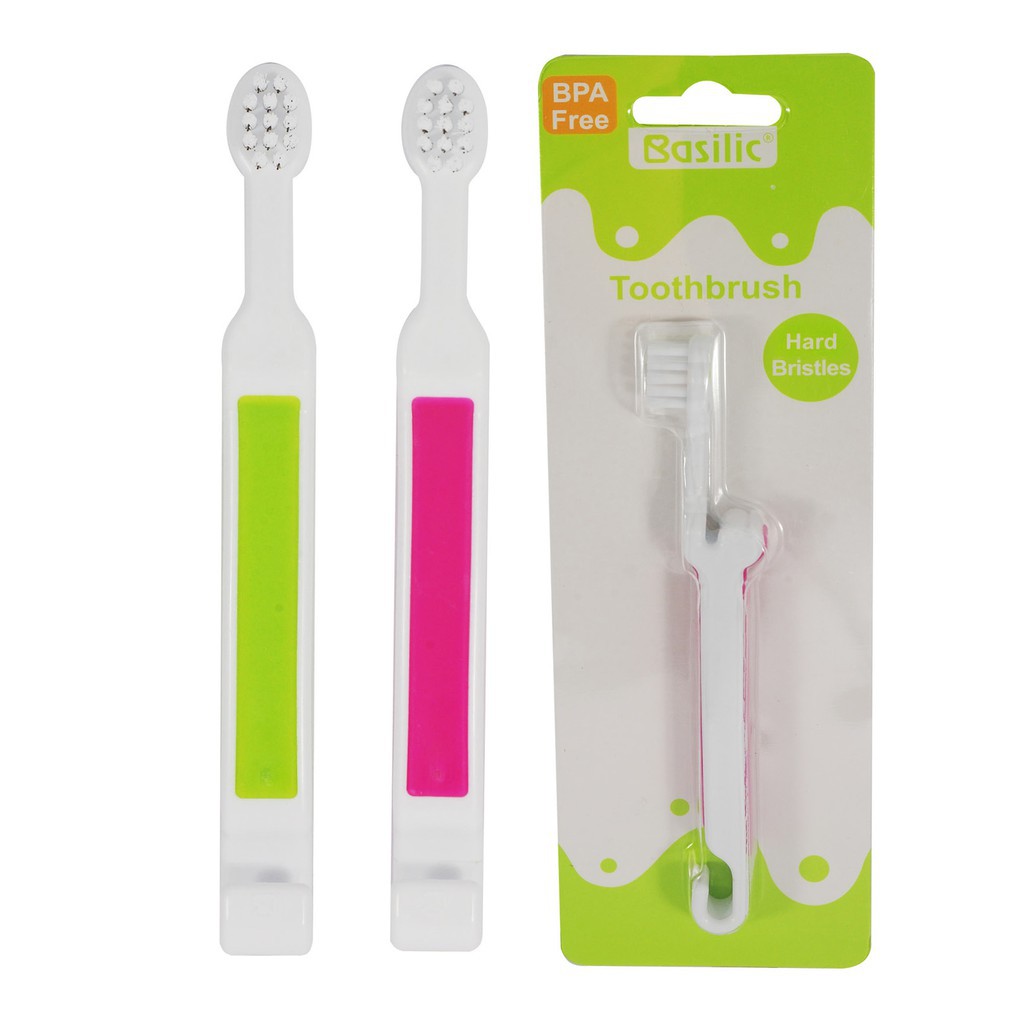 Basilic Toothbrush Hard Bristles D212 (Green/Pink)