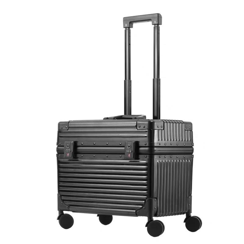 Cabin camera pilot case aluminum frame hard case luggage bag TSA lock 4 double wheel