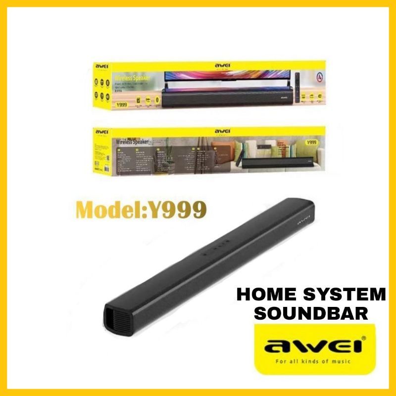 Awei Y999 50W Home Theater Wireless Bluetooth V5.0 Dual Speaker TV Sound Bar