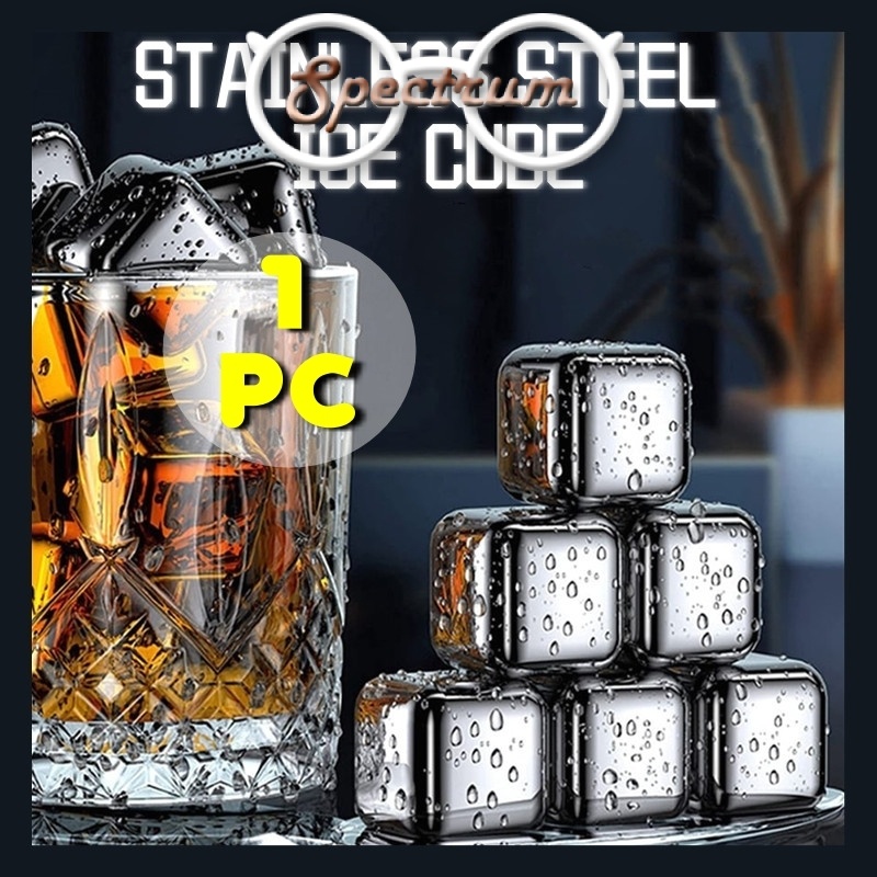 (1 PC) Reusable Stainless Steel Ice Cube 304 Food Grade Ice Maker Ice Cube Stone Rocks Whiskey Quick Frozen Cubes