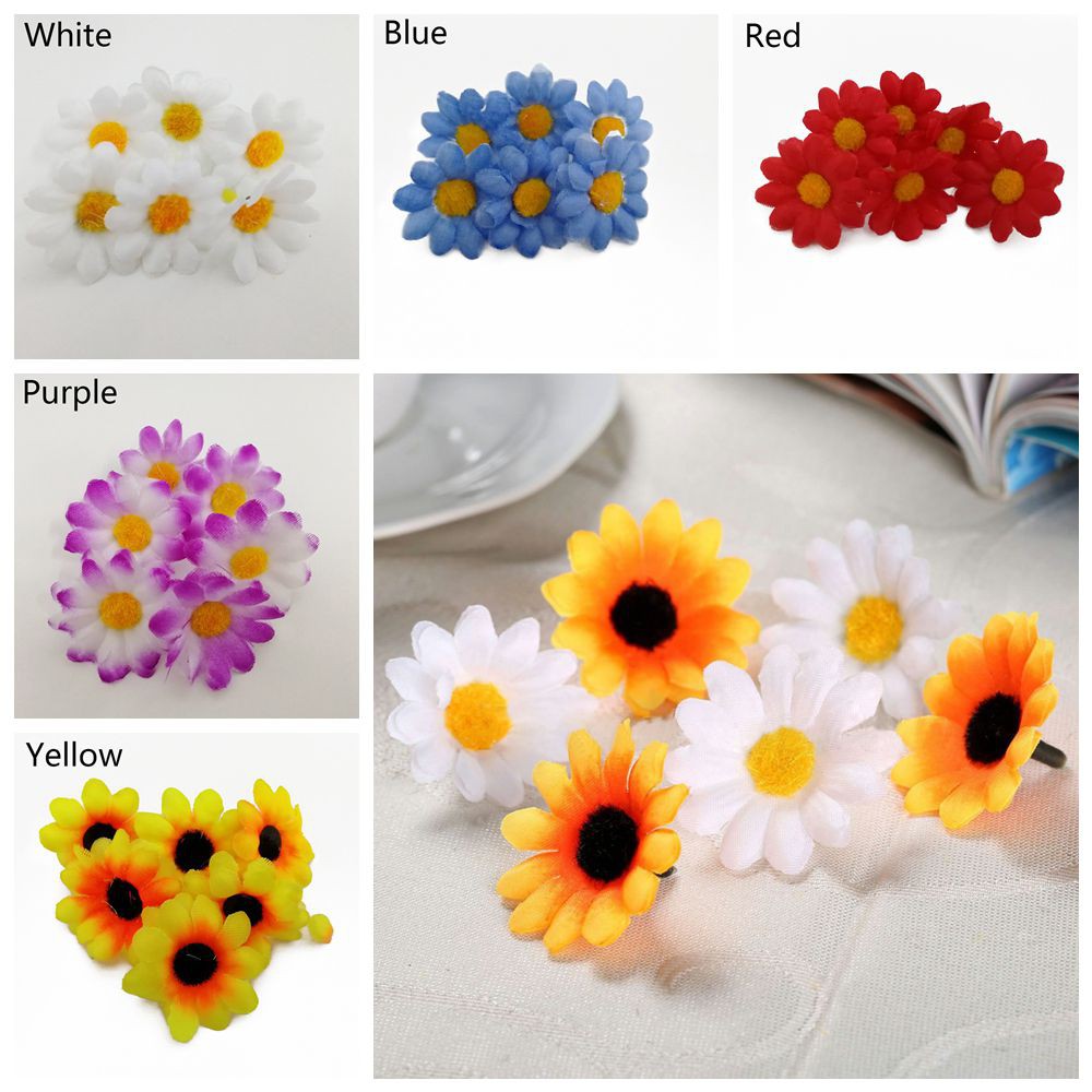 100pcs Artificial Gerbera Daisy Flower Heads for Wedding Party Decor Craft