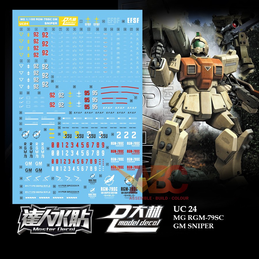 [Dalin] Waterslide Decal - UC24 MG 1/100 GM Sniper Custom RGM-79SC Model Kit Water Sticker 狙击型吉姆特裝型高达 高达水贴